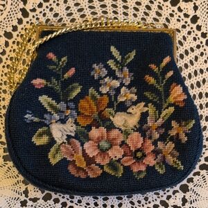 Floral Embroidered Women Bag with Gold Chain